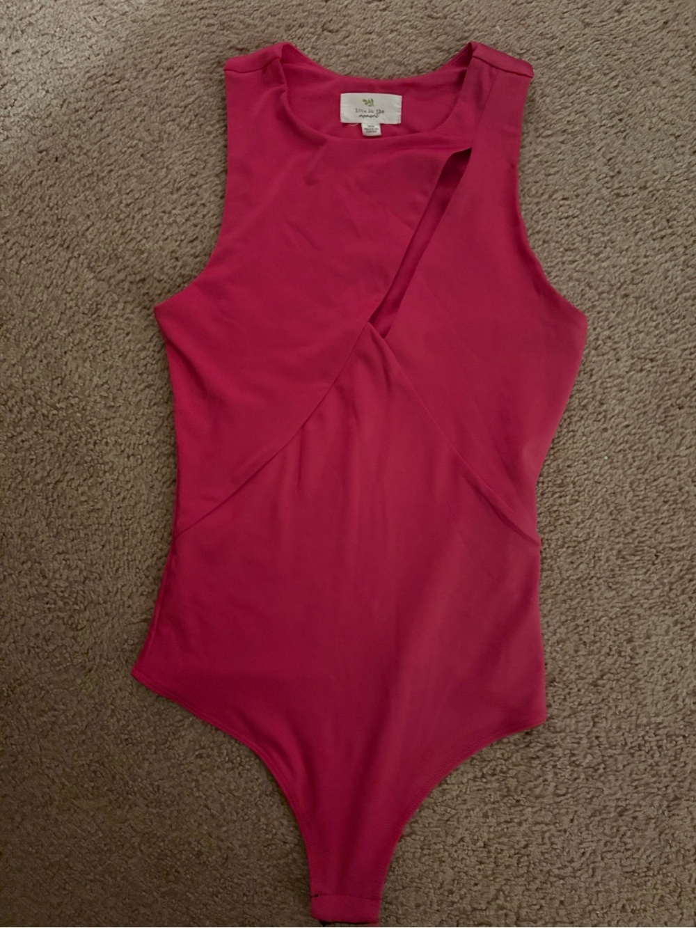 Sleeveless Pink Women’s Bodysuit with Front Twist